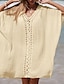 baratos vestidos lisos-Mulheres Vestido de verão Com Corte Roupa de Praia Férias Sem Manga Preto Branco Azul Cor