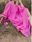 abordables Robes-Femmes Rose Claire Orange Rose rouge Été Printemps Robe maxi Robes inspirées du lin Robe Décontractée Basique Moderne Quotidien Week-end Coupe Ample Uni Col en V
