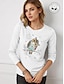 cheap Women&#039;s T-shirts-100% Cotton Owls Print Women&#039;s Casual Daily T shirt Long Sleeve Crew Neck T shirt