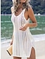 tanie proste sukienki-Damskie Letnie sukienki Cover Up Z wycięciem Stroje plażowe Święto Bez rękawów Czarny Biały Kolor