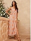 abordables robe décontractée imprimée-robe longue boho marocaine en satin