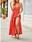 preiswerte schlichte Kleider-Damen Casual kleid kleid lang Rückenfrei Gespleisst Verabredung Urlaub Strassenmode Maxi Spaghetti-Träger Ärmellos Rosa Rote Beige Farbe