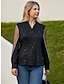 رخيصةأون ملابس علوية أساسية للنساء-نسائي قميص بلوزة منقط شبكة بقع طباعة فضفاض موضة كم طويل V رقبة أسود ربيع &amp; الصيف