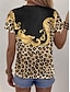 levne Dámská trička-Dámské Tričko Leopard Tisk Denní Víkend Módní Krátký rukáv Tričkový Žlutá Léto
