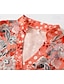 baratos Vestidos Estampados-Mulheres Vestido casual Floral Imprimir Pescoço Dividido Minivestido Férias Manga Longa Verão Primavera