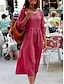 Χαμηλού Κόστους σχέδιο βαμβακερά &amp; λινά φορέματα-Γυναικεία Καθημερινό φόρεμα Φόρεμα από βαμβακερό λινό Μίντι φόρεμα Σουρωτά Βασικό Καθημερινά Λαιμόκοψη V 3/4 Μήκος Μανικιού Καλοκαίρι Άνοιξη Κίτρινο Ανθισμένο Ροζ Σκέτο