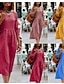 Χαμηλού Κόστους σχέδιο βαμβακερά &amp; λινά φορέματα-Γυναικεία Καθημερινό φόρεμα Φόρεμα από βαμβακερό λινό Μίντι φόρεμα Σουρωτά Βασικό Καθημερινά Λαιμόκοψη V 3/4 Μήκος Μανικιού Καλοκαίρι Άνοιξη Κίτρινο Ανθισμένο Ροζ Σκέτο