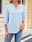 preiswerte Basic-Damenoberteile-Hemd Bluse Damen Schwarz Weiß Rosa Feste Farbe Taste Strasse Täglich Modisch V Ausschnitt S