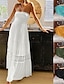 voordelige effen jurken-Dames Witte jurk Lange jurk maxi-jurk Chiffon Blote rug met mouw Afspraakje Streetwear Maxi Strapless Mouwloos Zwart Wit Geel Kleur