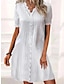 voordelige effen jurken-Dames Witte jurk Mini-jurk Kant Afspraakje Streetwear V-hals Korte mouw Wit Kleur