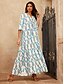 abordables robe décontractée imprimée-robe longue en satin à col V géométrique