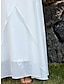 olcso sima ruhák-Női Fehér ruha hétköznapi ruha Pamut vászon ruha Maxi hosszú ruha Gomb Többrétegű Alap Alkalmi Napi Randi Terített nyak Háromnegyedes Nyár Tavasz Fehér Sima