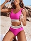 preiswerte Bikini-Sets-Damen Normal Badeanzug Bikinis Bademode 2 teilig Glatt Strandbekleidung Urlaub Badeanzüge