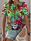 baratos T-Shirts de mulher-Mulheres Camiseta Leopardo Diário Final de semana Imprimir Azul Manga Curta Moda Gola Redonda Verão