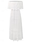 preiswerte schlichte Kleider-Damen Weißes Kleid kleid lang mit Hülse Verabredung Urlaub Maxi A-Linie Schulterfrei Halbe Ärmel Weiß Farbe