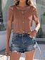 cheap Women&#039;s Blouses &amp; Shirts-Women&#039;s Shirt Blouse Plain Casual Button Cut Out Cold Shoulder Black Short Sleeve Fashion Round Neck Summer