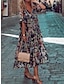 cheap Print Dresses-Women&#039;s Casual Dress Floral Print V Neck Midi Dress Vacation Half Sleeve Summer