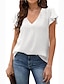 baratos Tops básicos de mulher-Camisa Social Blusa Mulheres Preto Branco Rosa Côr Sólida Frufru Rua Diário Moda Decote V S