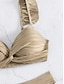 baratos Conjuntos de Bikini-Mulheres Normal Roupa de Banho Biquíni roupa de banho Frufru 2 Peças Tecido Roupa de Praia Férias Fatos de banho