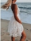 abordables vestidos sencillos-Mujer Vestido blanco Mini vestido con manga Cita Vacaciones Playa Bohemia Con Tirantes Sin Mangas Blanco Color