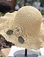 billiga Halmhatt-1 st trendig blomma virkad stråhatt elegant enfärgad volangsolhattar klassiska vikbara sommarresor strandhattar för kvinnor tjejer