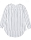 cheap Basic Women&#039;s Tops-Shirt Blouse Women&#039;s Black White Blue Stripes Button Street Daily Fashion Henley Collar S