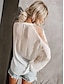 رخيصةأون ملابس علوية أساسية للنساء-قميص قميص الدانتيل بلوزة شبكة المرقعة الأعلى نسائي أسود أبيض لون الصلبة محاك بربطات شبكة شارع مناسب للبس اليومي موضة V رقبة S