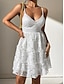 Недорогие простые платья-Жен. Белое платье Мини-платье Кружева с рукавом Для вечеринок Элегантный стиль V-образный вырез Без рукавов Белый Цвет