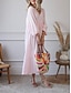 abordables Robes-Femmes Rose Claire Orange Rose rouge Été Printemps Robe maxi Robes inspirées du lin Robe Décontractée Basique Moderne Quotidien Week-end Coupe Ample Uni Col en V