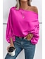 Недорогие Базовые плечевые изделия для женщин-Рубашка Блуза Жен. Пурпурный Бежевый Сплошной цвет Сексуальные платья Для улицы Повседневные Мода На одно плечо S