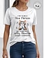 Χαμηλού Κόστους Γυναικεία T-Shirts-Γυναικεία Μπλουζάκι 100% Βαμβάκι Γάτα Γράμμα Στάμπα Ημέρα του Αγίου Βαλεντίνου Εξόδου Σαββατοκύριακο Μοντέρνα Αστείος Κοντομάνικο Στρογγυλή Ψηλή Λαιμόκοψη Λευκό Καλοκαίρι