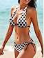 baratos Conjuntos de Bikini-Womens&#039; Swimsuits Bikini 2 Peças Maiô 2 Peças Impressão Férias Praia Roupas Gráficas Sem Mangas