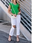 cheap Basic Women&#039;s Tops-T shirt Tee Women&#039;s Black White Green Solid Color Ruffle Street Daily Fashion V Neck S