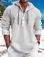 cheap Cotton Linen Shirt-Men&#039;s Shirt Linen Shirt Summer Shirt Beach Shirt White Blue Brown Long Sleeve Plain Hooded Spring &amp; Summer Casual Daily Clothing Apparel