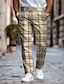 cheap Men&#039;s Printed Dress Pants-Plaid / Check Business Classic Men&#039;s Business 3D Printed Dress Pants Flat Front Straight-Leg Polyester Medium Waist Pants Outdoor Street Wear to Work Daily Wear S TO 3XL