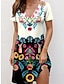 olcso Mintás ruhák-Női Paisley ruha hétköznapi ruha Virágos Paisley Nyomtatott V-alakú Mini ruha Szüret Etno Randi Vakáció Rövid ujjú Nyár