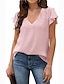 ieftine Bluze simple pentru femei-Cămașă Bluză Pentru femei Negru Alb Roz Îmbujorat Culoare solidă Bufantă Stradă Zilnic Modă În V S