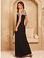 Χαμηλού Κόστους απλά φορέματα-γυναικείο modal μαύρο φόρεμα γραμμή midi φόρεμα δαντέλα συνονθύλευμα λουράκι αντίθεση αμάνικο καθημερινές διακοπές καλοκαιρινή άνοιξη