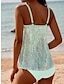 זול טנקיני-בגדי ריקוד נשים בגדי ים טנקיני 2 חתיכות שורטים בגד ים פרחוני סקופ צוואר מסוגנן בגדי ים
