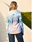 cheap Women&#039;s Blouses &amp; Shirts-Women&#039;s Shirt Blouse Satin Graphic Abstract Casual Button Print Blue Long Sleeve Elegant Fashion Daily Shirt Collar Fall &amp; Winter