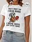 voordelige Dames T-shirts-Dames T-shirt 100% katoen dier Brief Afdrukken Dagelijks Weekend Modieus Korte mouw Strakke ronde hals Wit Zomer