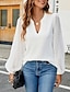 abordables Tops básicos de mujer-Camisa Blusa Mujer Blanco Color sólido Malla Calle Diario Moda Escote en Pico S