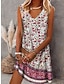 olcso Mintás ruhák-Női Ujjatlan ruha Virágos Ditsy virágos Nyomtatott V-alakú Midi ruha Csehország Boho Napi Ujjatlan Nyár Tavasz