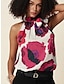 cheap Tank Tops &amp; Camis-Women&#039;s Floral Print Halter Top Shirt Tank Top Casual Stain Tie Neck Sleeveless Vest