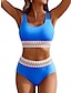tanie Zestawy bikini-Damskie Normalny Stroje kąpielowe Bikini Kostium kąpielowy 2-częściowa Równina Stroje plażowe Święto Kostiumy kąpielowe