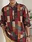 cheap Men&#039;s Casual Shirts-Men&#039;s Shirt Casual Shirt Plaid / Check Graphic Prints Geometry Stand Collar Yellow Outdoor Street Long Sleeve Print Clothing Apparel Fashion Streetwear Designer Casual