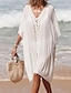 levne obyčejné šaty-Dámské Letní šaty Vystřižený Oblečení na pláž Dovolená Bez rukávů Černá Bílá Vodní modrá Barva