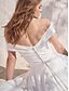 cheap Wedding Dresses-Beach Little White Dresses Wedding Dresses A-Line Off Shoulder Regular Straps Court Train Satin Bridal Gowns With Pleats Ruched 2024