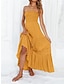 cheap Plain Dresses-Women&#039;s Casual Dress Long Dress Maxi Dress Chiffon Backless with Sleeve Date Streetwear Maxi Strapless Sleeveless Black White Yellow Color