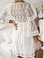 Недорогие простые платья-Жен. Белое платье Мини-платье с рукавом Свадьба Свидание Отпуск А-силуэт V-образный вырез Длинный рукав Белый Красный Абрикосовый Цвет